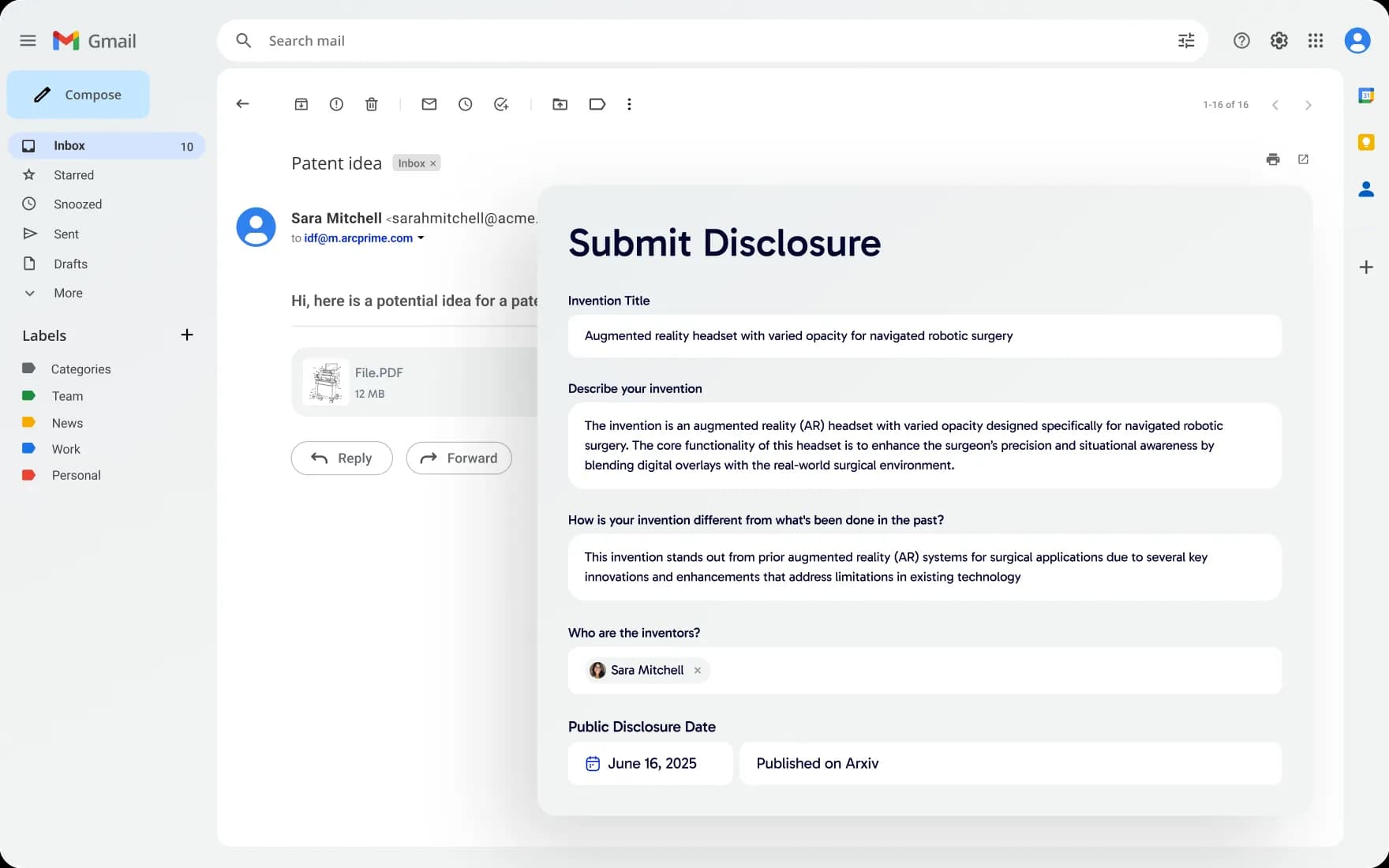 Create IDF via email submission